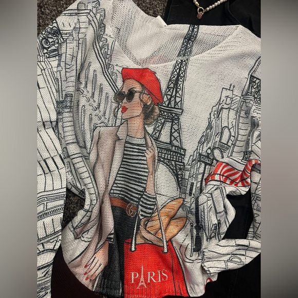 NWT light weight Parisian Graphic Long Sweater - Picture 5 of 8